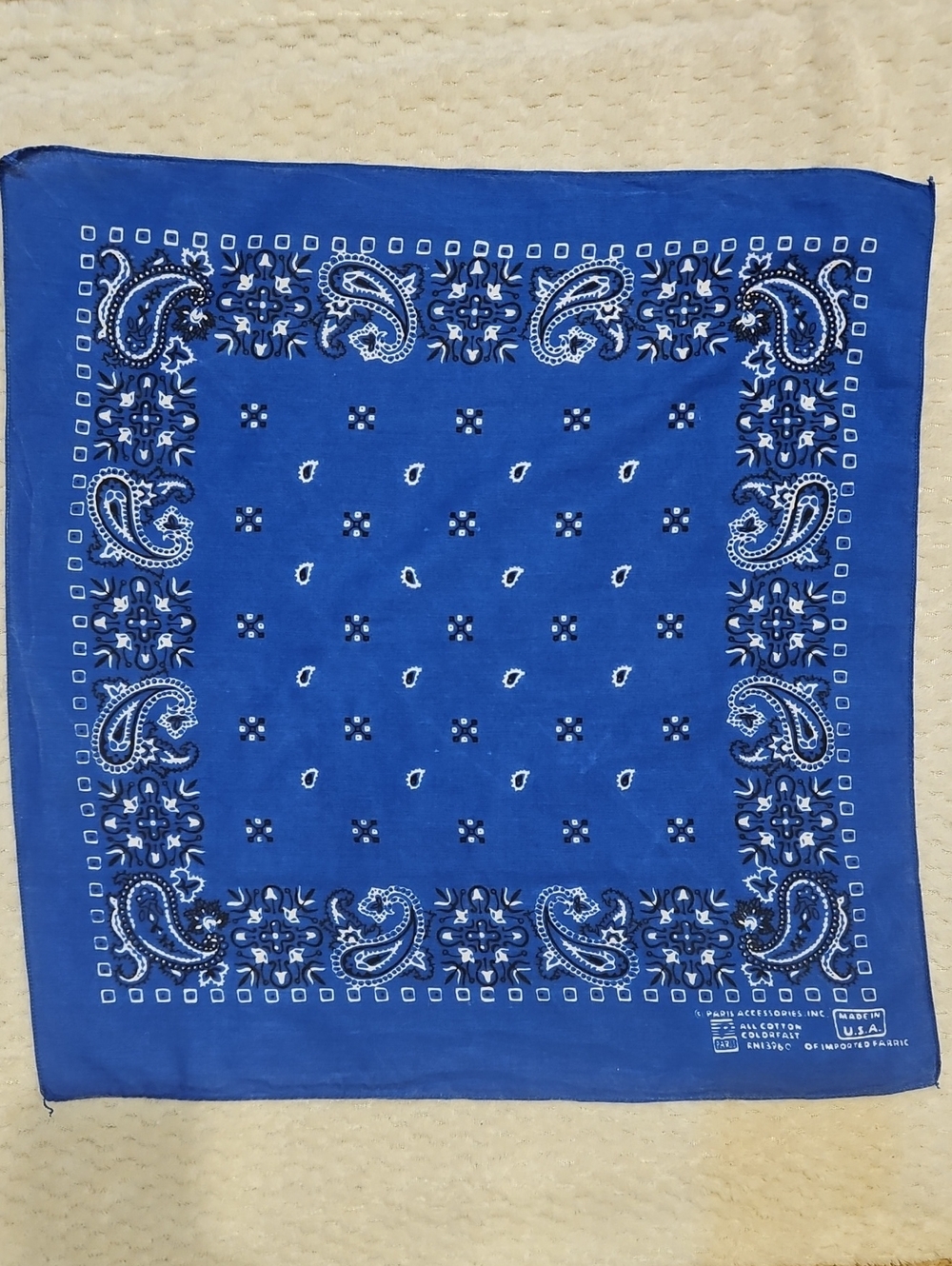 Vintage Blue Paisley Cotton Bandana